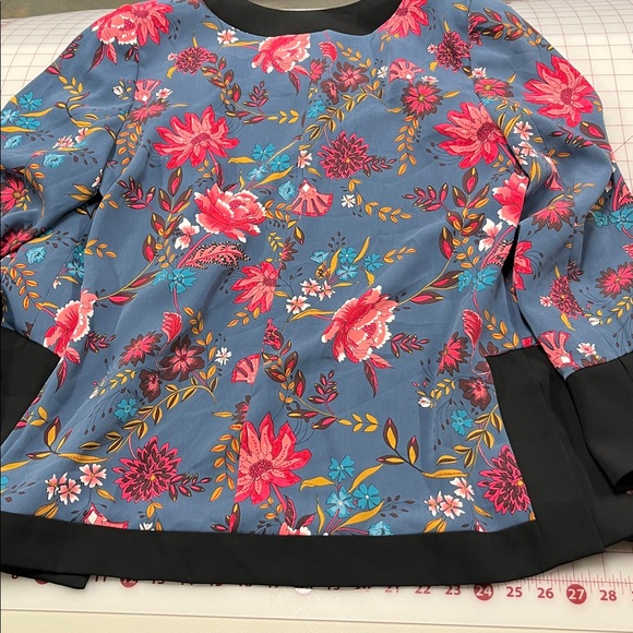 LOFT Dramatic Floral Open Front Black Border Party Travel Career Multi Jacket 16 - Picture 11 of 16